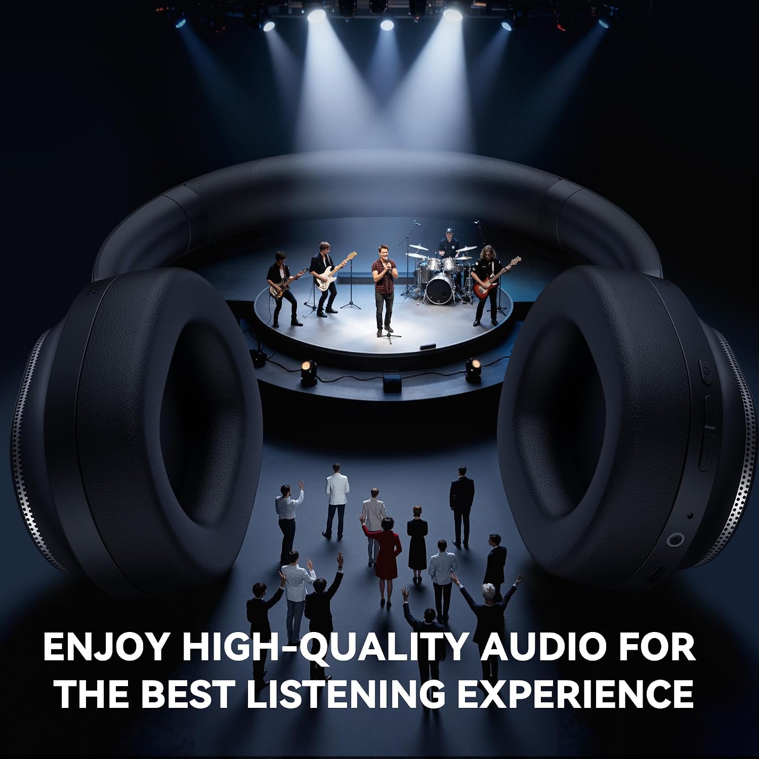 Bluetooth Headphones, Noise Cancelling Headphones Wireless Over Ear -Black | 80H Playtime, Bluetooth 6.0, HiFi Stereo, Foldable & Lightweight Design for Travel, Home, Office - Image 6