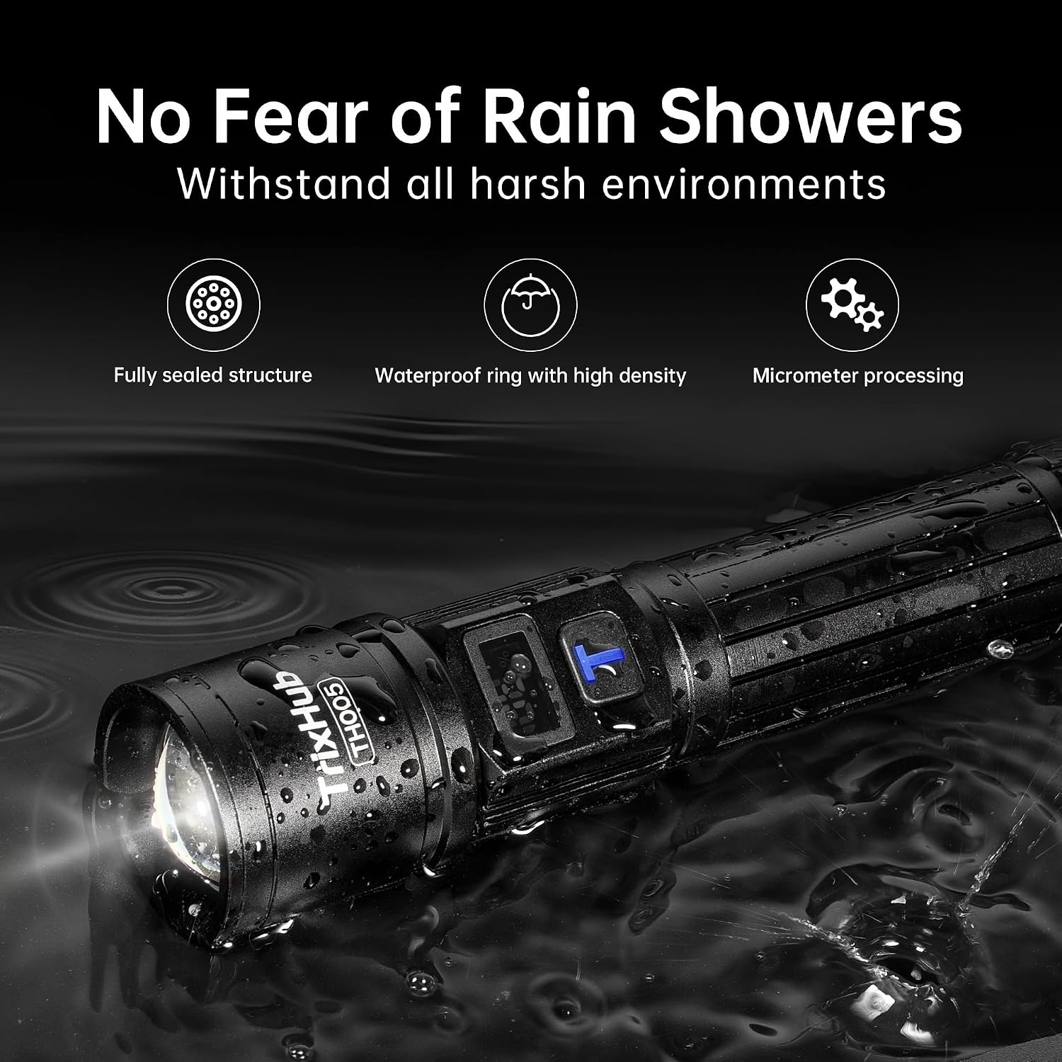 TrixHub Rechargeable Flashlights 2 Pack Super Bright High Lumens Flashlight | LCD Digital Display, 5 Modes, USB C Charging, Zoomable Linternas, Powerful Handheld Flashlights for Home Emergencies Camping - Image 7