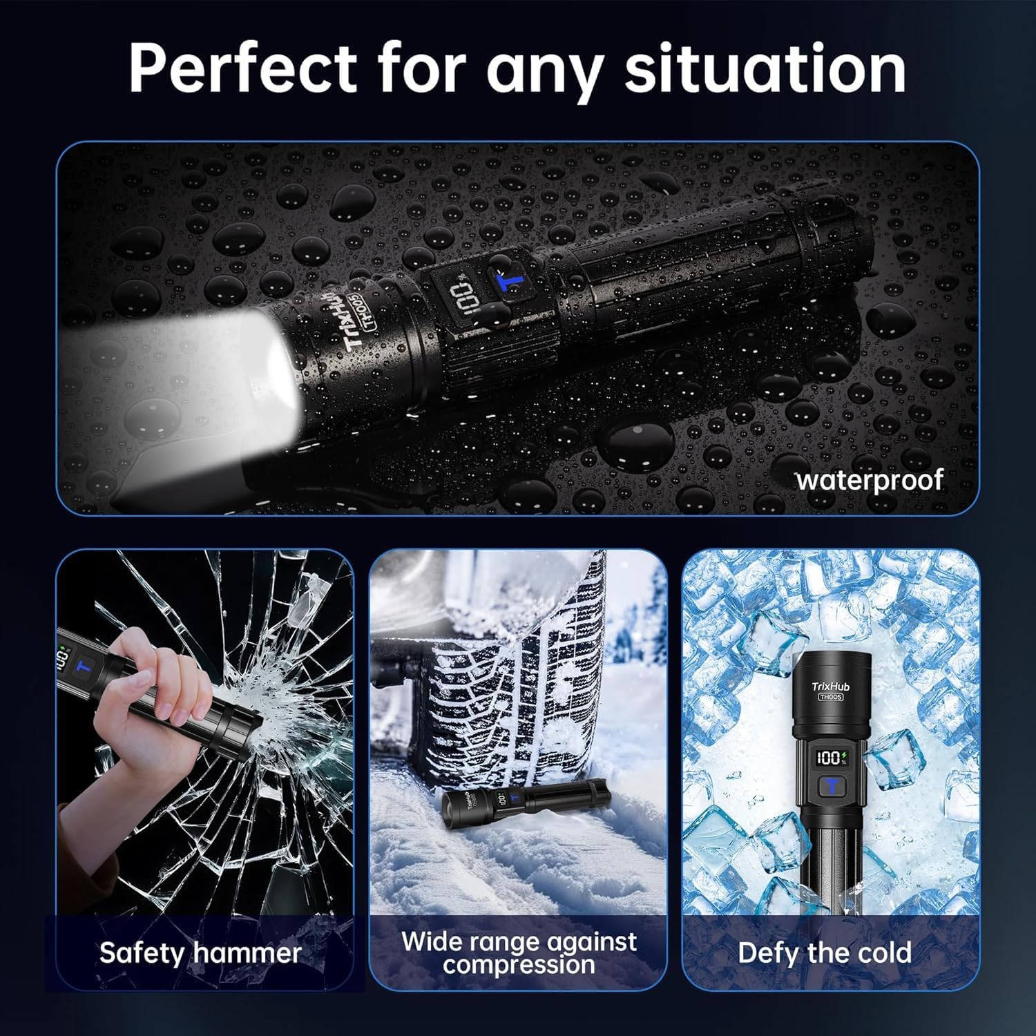 TrixHub Rechargeable Flashlights 2 Pack Super Bright High Lumens Flashlight | LCD Digital Display, 5 Modes, USB C Charging, Zoomable Linternas, Powerful Handheld Flashlights for Home Emergencies Camping - Image 8